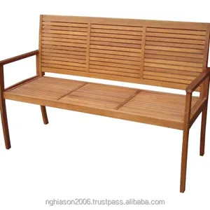 Nghia Son Company Bank 3-Sitzer Moderne Holz Patio Bank Stuhl Park Wood Garden Double Lounge Bank für den Außenbereich