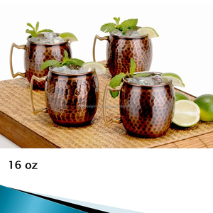 Tasse en cuivre massif Tasse à bière Moscow Mule, tasse à vin Article de boisson en cuivre pur 100%, tasse en cuivre de haute qualité de 16 oz Tasses les plus vendues - Product Image 2