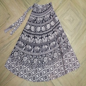 Faldas largas de algodón de diseño impreso al por mayor de la India algodón wrape faldas redondas faldas de moda de algodón impreso para las mujeres - Product Image 6
