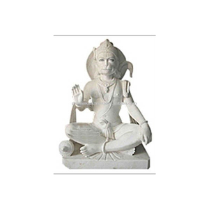Estatua de Hanuman, Dios Hindú, Hecha a Mano en India, de Mármol Blanco - Product Image 1