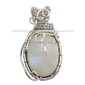 Naturel délicat arc-en-ciel pierre de lune pendentif prix de gros argent bijoux fins pendentifs et breloques collier personnalisé pour elle - Product Image 2