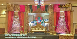 Escenario de boda asiática de diseño Imperial, conjunto de decoración de escenarios de boda asiática, escenarios de matrimonio deslumbrantes en venta - Product Image 5