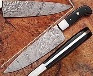 Couteau de chef fait main en acier Damas avec manche en bois personnalisable Knife-ZR198 de cuisine OEM - Product Image 1