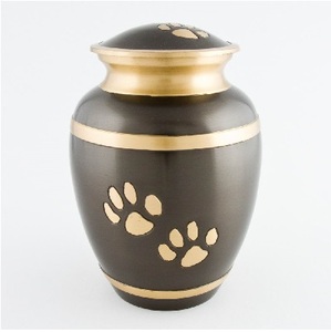 Magnifiques urnes funéraires en laiton/aluminium doré brun pour les empreintes de pattes d'animaux de compagnie pour les cendres funéraires - Product Image 1