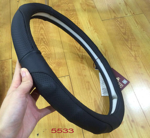 أحدث تصميم جلد طبيعي أسود غطاء عجلة القيادة M الحجم الساخن بيع - Product Image 5