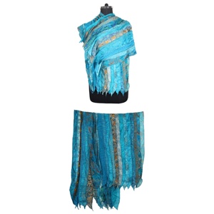 ผ้าพันคอผ้าไหมส่าหรีแบบกลับด้านได้ผ้าปะส่าหรีสไตล์วินเทจผ้าส่าหรีหลากสี - Product Image 1