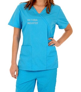 Personalizado bordado médico Hospital enfermera Scrubs alta calidad poliéster Spandex verano quirúrgico Scrub Sets impreso Pakistán - Product Image 3
