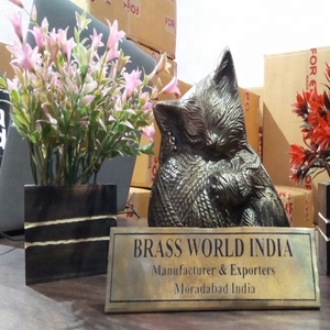 American Style Metal Pet Urns Sets of Two Kitty Cremation by Brassworld India <b>Funeral</b> <b>Supplies</b> - Product Image 4
