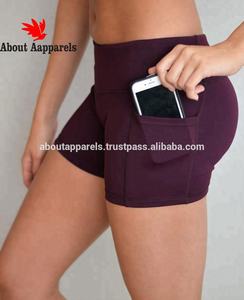 Pantalones cortos de vendaje de cintura alta personalizados para mujer, pantalones cortos de vendaje deportivos de Yoga de poliéster de nailon de talla grande, patrón de tablero informal/pantalones cortos calientes - Product Image 2