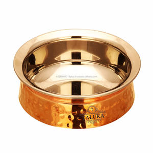 Bol de service fait à la main de 25 oz, intérieur en acier inoxydable et extérieur en cuivre, hdi - Product Image 2