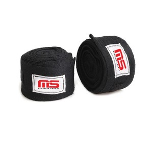Vente en gros Bandages pour les mains de boxe/MMA noirs Bandages en coton avec logo personnalisé Bandages pour les mains à usage sportif - Product Image 3