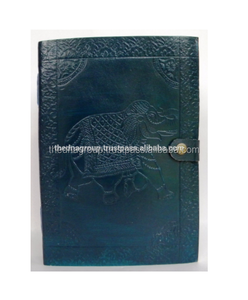 Diario de piel con diseño de elefante azul auténtico indio hecho a mano al por mayor - Product Image 1