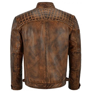 Blouson de moto de course respirant coupe-vent grande taille en cuir col montant couleurs personnalisées OEM vente en gros marque homme - Product Image 4