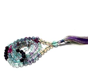 Collar Mala de 108 Cuentas de Fluorita Arcoíris Anudadas, Joyería Espiritual de Yoga, Piedra de Cristal Curativa, Estilo Bohemio, 8mm, Unisex, Rudra - Product Image 5