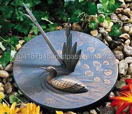 Garden Sundial with animal figurine Patina finish