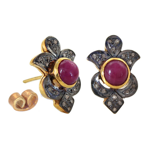 Diamante teñido rubí Venta caliente moda natural teñido rubí y musgo ágata gota pendiente 925 pendiente de plata esterlina - Product Image 1