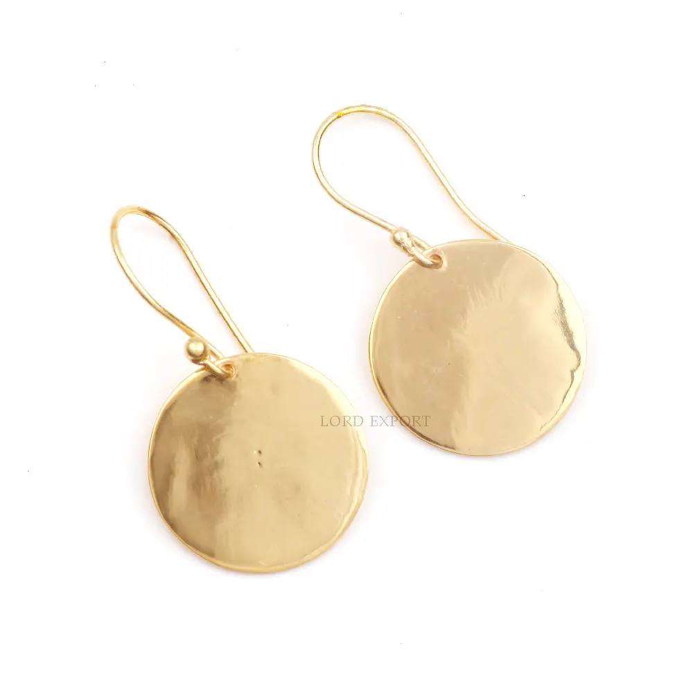 Handmade 18k gold plated stylish charm earrings set for women 925 sterling silver indian jewelry triangle disc drop earrings