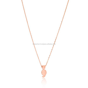 Pendentif chat minimaliste découpé au Laser en argent Sterling 925 pour femmes, vente en gros en turquie, mode tendance - Product Image 1