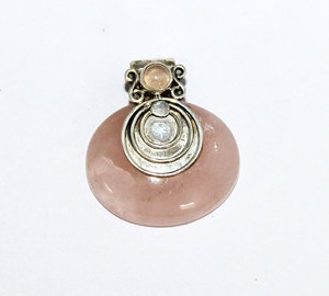 Self Love Chakra Healing Natural Rose Quartz Gemstone 925 Solid Sterling Silver <b>Pendant</b> 1 1/2" <b>Long</b> Jewelry Wholesaler - Product Image 3