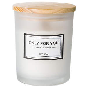 Pot votif en verre givré fait main avec couvercle rond en bois Bougeoir de style Ins de petite taille pour décor de restaurant d'hôtel à la maison - Product Image 1