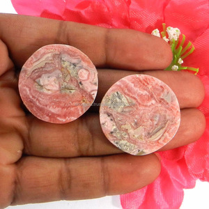 Rodocrosita Rosa natural 30mm Round Tablet Cab 59,10 Cts Piedra preciosa suelta para joyería - Product Image 3