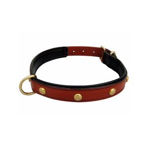 Collier de chien moyen et grand réglable de luxe en cuir souple de haute qualité avec matériel en laiton clouté massif personnalisé - Product Image 2