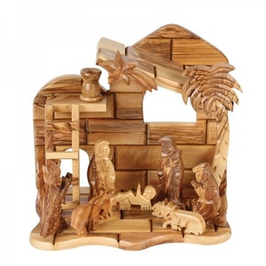 Unique Modern Art <b>Nativity</b> <b>Set</b> Olive Wood Hand Made in Bethlehem - Product Image 1