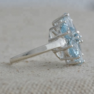 Gorgeous Blue Topaz Prong Set 925 Sterling Silver Ring Jewelry - Product Image 3
