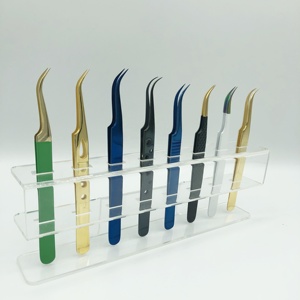 Cils individuels en acier inoxydable durables pince à épiler d'extension de cils classique hybride isolation semi-incurvée pointue privé - Product Image 5