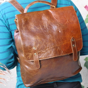 Leather Backpack Handmade Brown Vintage Bags Unisex - Product Image 1