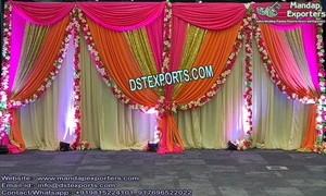 Punjabi Mehndi Stage Embroidered <b>Curtain</b> Set <b>Heavy</b> Shiny Sangeet Wedding Backdrop <b>Curtains</b> for Decorations - Product Image 3