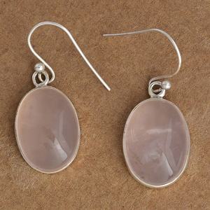 Oval Rose <b>Quartz</b> Gemstone 925 Sterling Silver Gemstone Earrings jewelry With Silver Plated Fashionable Earring For Wedding Gift. - Product Image 3