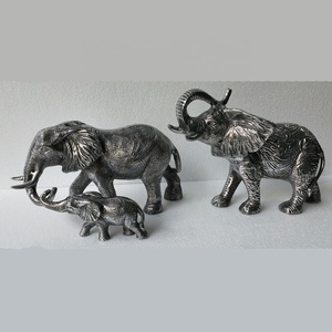 Statue famille d'éléphant en métal, 4 pouces - Product Image 2