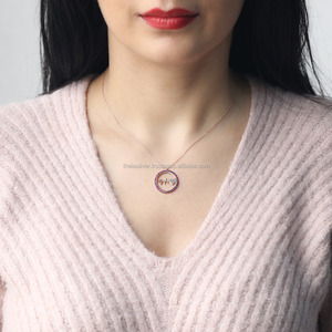 Colgante de Piedra de rubí con corazón y latido del corazón para mujer, Plata de Ley 925 turca, joyería de moda para mujer - Product Image 2