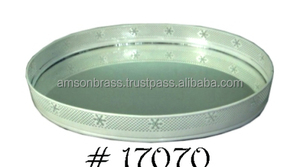 Bandeja de servicio de diseño contemporáneo Bandeja de espejo de metal de diseñador Bandeja de decoración de espejo redonda dorada muy demandada - Product Image 3