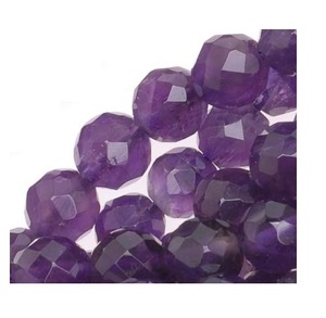 Perles d'améthyste à facettes naturelles Bijoux en pierres précieuses en vrac 6mm Taille d'échantillon ronde Pierre précieuse en vrac - Product Image 1