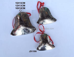 Campana colgante de árbol de Navidad, hecha en aluminio con acabado de níquel, artesanía de Metal - Product Image 3