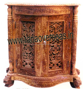 Armoire en bois moderne faite à la main avec sculpture à la main en couleur marron pour chambre à coucher et salon - Product Image 3