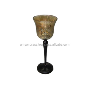 Lampe bougie décorative de fête en métal et verre - Product Image 5