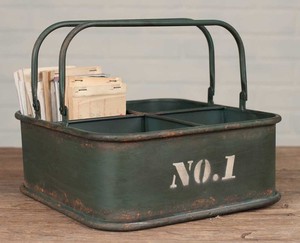 Caddy cuadrado de Metal verde antiguo, cubierto en polvo - Product Image 4