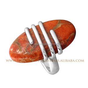 Famoso diseño 925 plata esterlina esponja Natural Coral piedra preciosa eternidad anillo Vermeil fabricante & proveedor - Product Image 2