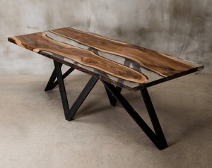 Stile indiano <span class=keywords><strong>resina</strong></span> epossidica dal vivo bordo solido tavolo da pranzo <span class=keywords><strong>in</strong></span> legno per sala da pranzo, scrivania - Product Image 1