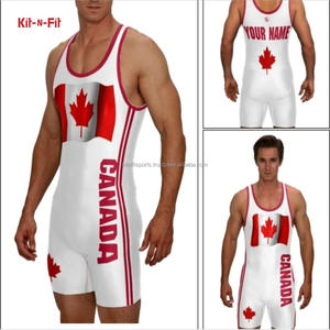 Vêtements de lutte en lycra rouge/bleu marine sur mesure en gros, justaucorps de lutte pour la musculation - Product Image 4