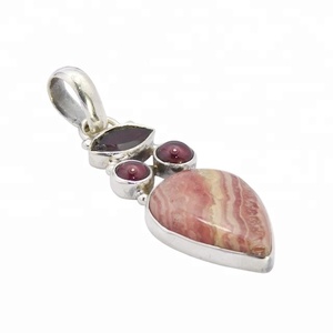 Collar con Colgante de Piedra de Rodocrosita de Plata de Ley 925 hecho a mano, hermosos colgantes y dijes de joyería fina - Product Image 1