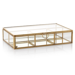 Boîte à bijoux en forme de diamant Boîte décorative en verre transparent Petite boîte à bijoux en métal Organisateur de boîte à bibelots pour filles femmes - Product Image 1