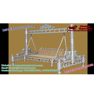 Dhndi de escenario de boda india, columpio real Sankheda, conjunto de jaula tallada de plata, último Swing - Product Image 1