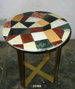 Table basse de chevet ronde en marbre, métal doré, 1 pièce - Product Image 1