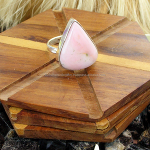 Light Weight Custom Natural Rhodochrosite Pear Shape Gemstone Solid 925 Sterling Silver Unisex Rings Fine Jewelry Manufacturer - Product Image 1