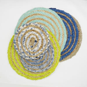 แผ่นรองจานทรงกลมแบบขายส่งจากอินเดียสำหรับโต๊ะอาหาร แผ่นรองจานหวายคุณภาพสูงแบบสั่งทำพิเศษ แผ่นรองจานปอกระเจาทำมือ - Product Image 2