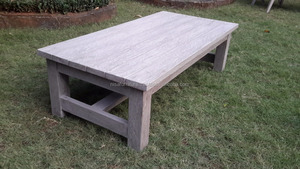Modern Rustic Weathered Gray Teak Coffee <b>Table</b> <b>Square</b> Minimalist Solid Wood Outdoor Furniture for Beach Garden Dining Use - Product Image 4